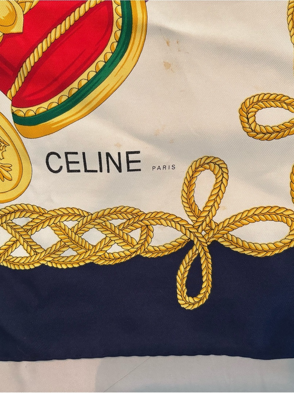 Authentic Vintage CELINE Paris 100% Silk Scarf – Military Ceremonial Print - Picture 4 of 6